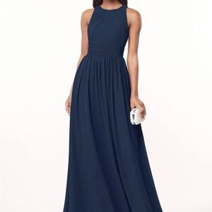 AZAZIE HARPER
Dark Navy A-Line Pleated Chiffon Dress